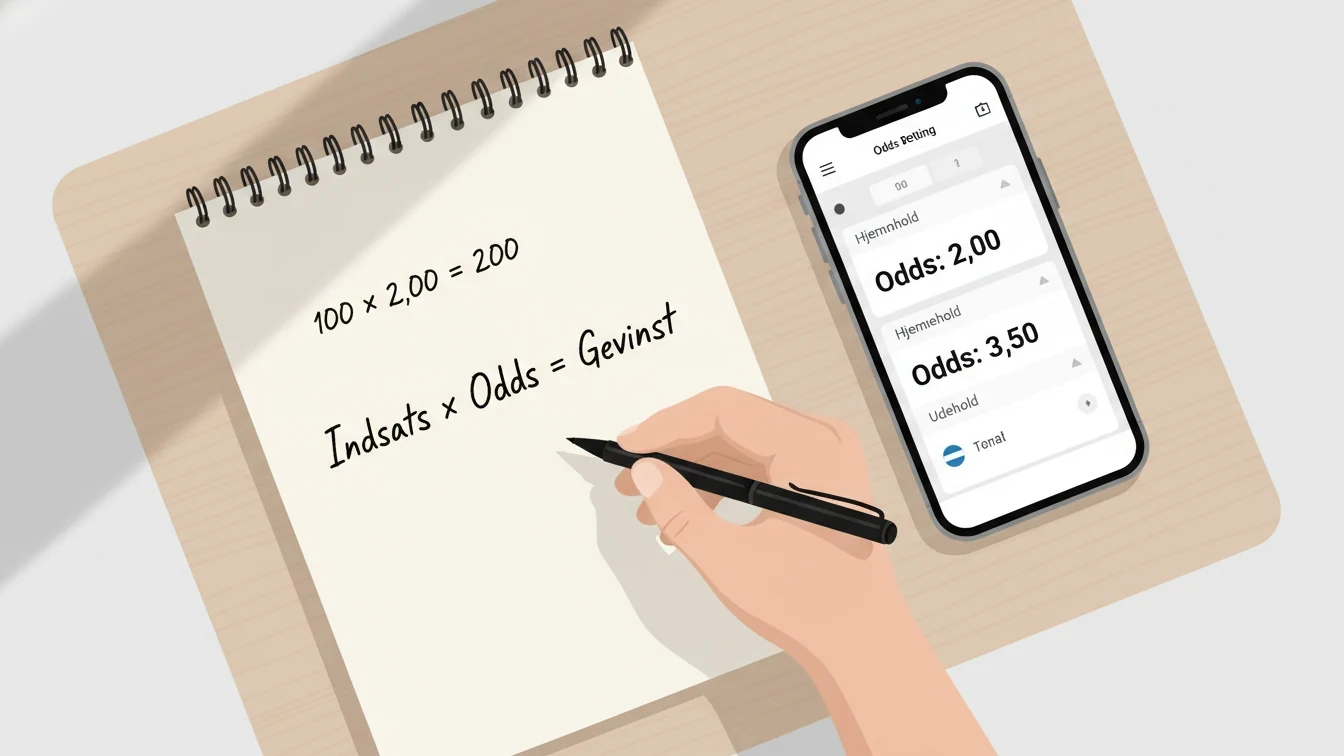 Illustration af hvordan odds beregnes og omsaettes til potentiel gevinst